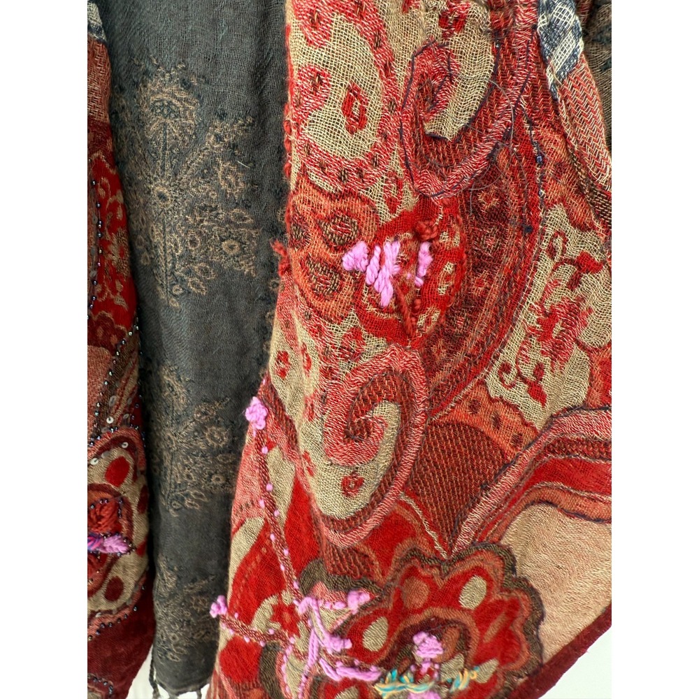 Soft Surroundings Womens 100% Wool Embroidered Cardigan Size Small Boho Artsy - Picture 10 of 13